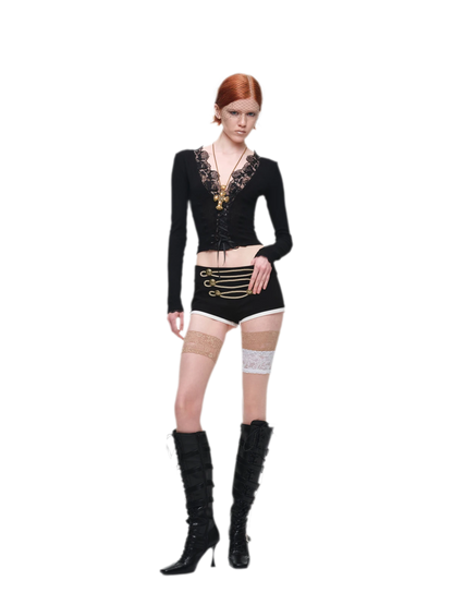 Metal Button Suit Shorts