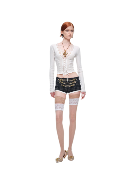 Lace Trim Knit Top