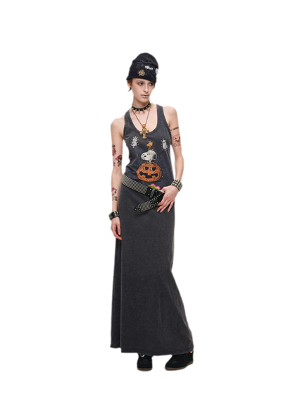 Washed Print Tank Dress