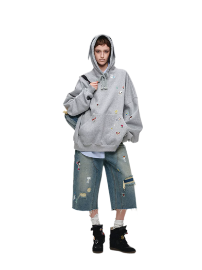 Brushed Oversized Graphic Hoodie