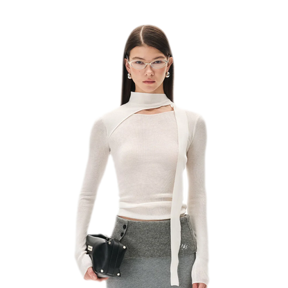 Cashmere Asymmetric Cutout Knit Top