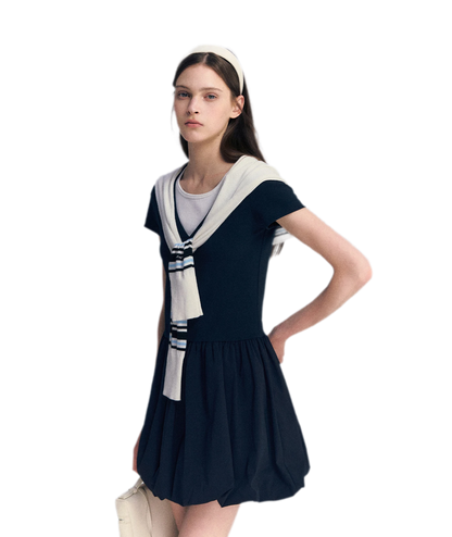 Contrast Trim Bubble Dress