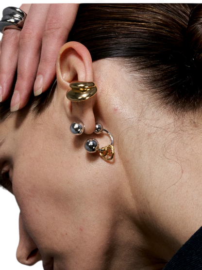 Reconstructed Series Gold and Silver Ball Earrings