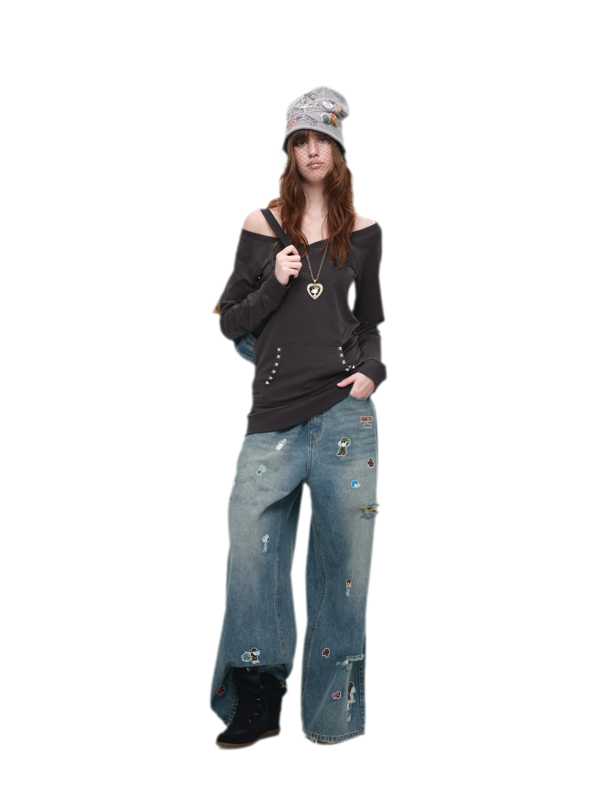 Studded Fitted Sweatshirt Dress