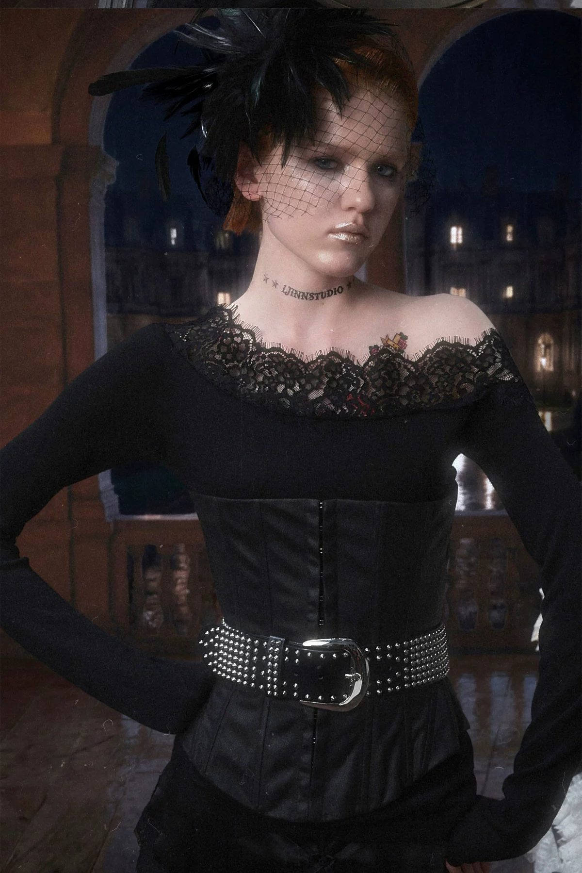 Washed Faux-Leather Corset Belt