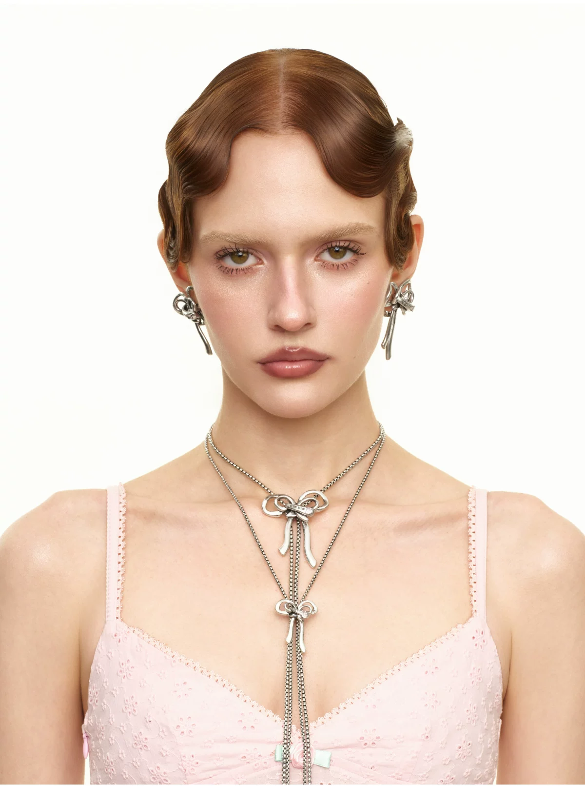 Vintage Rhinestone Bow Necklace