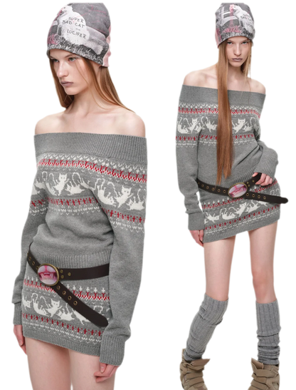 Haut en maille pour chat Fair Isle