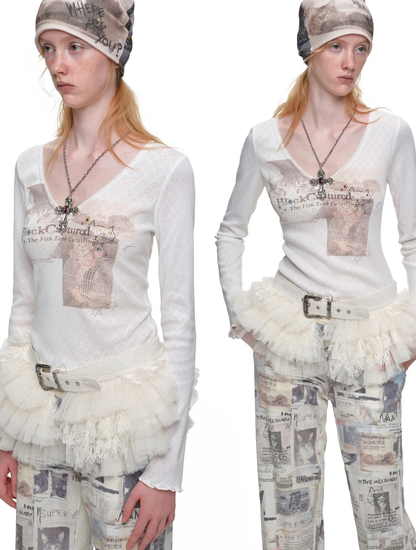 Layered Lace Waist Cincher Skirt