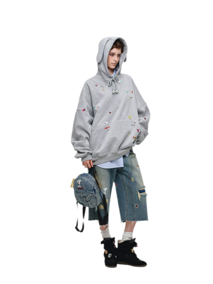 Brushed Oversized Graphic Hoodie