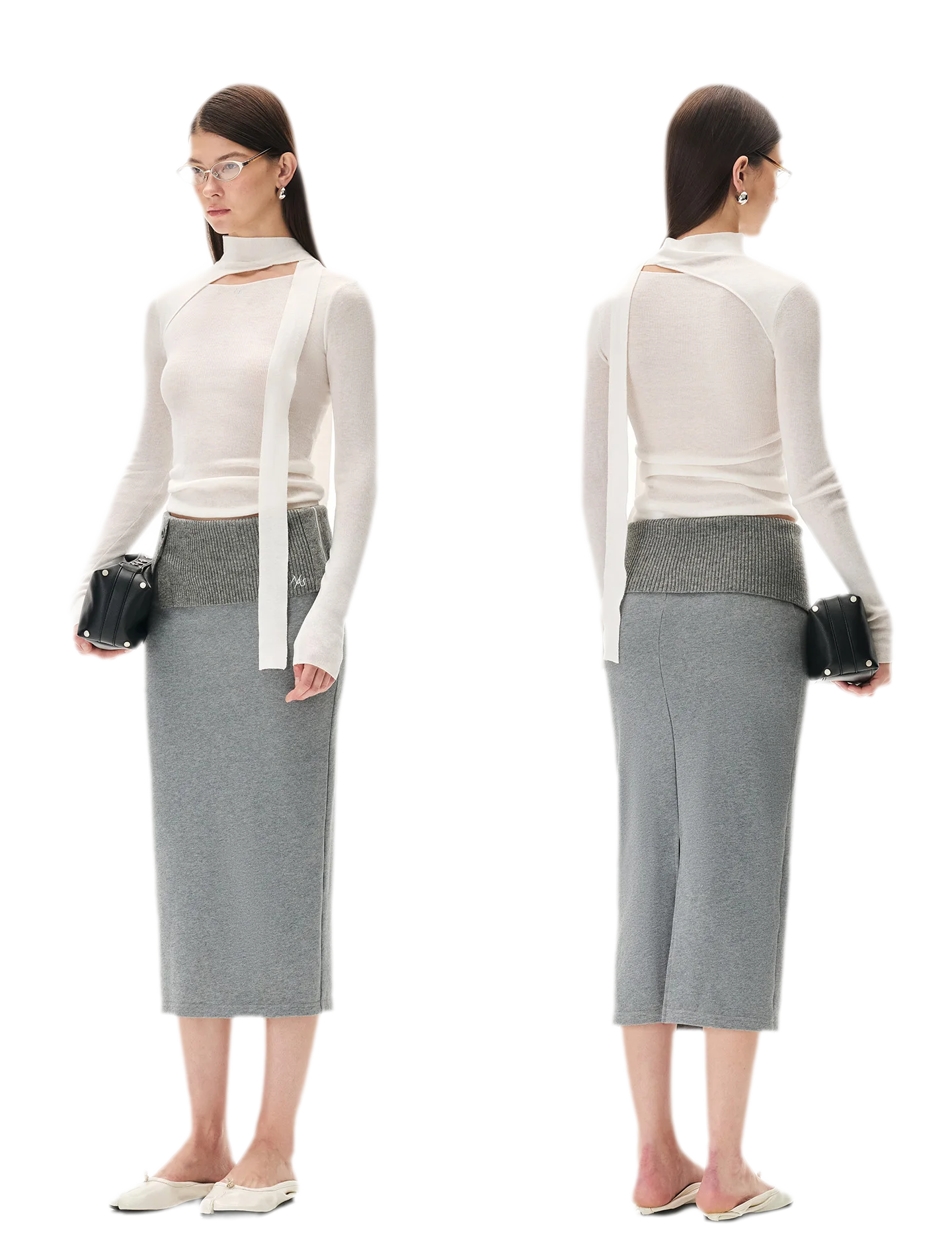 Cashmere Asymmetric Cutout Knit Top