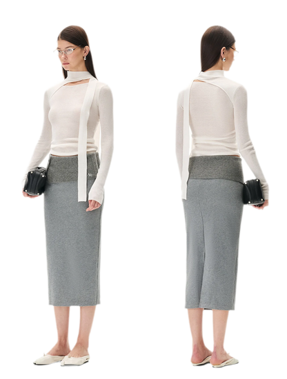 Cashmere Asymmetric Cutout Knit Top