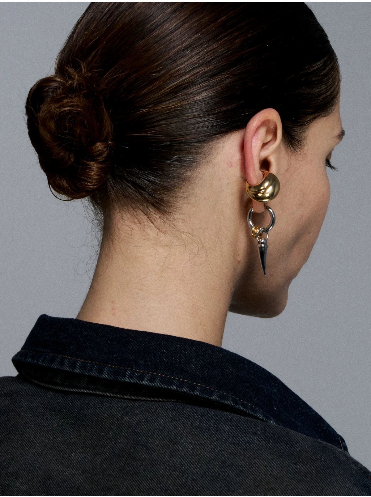 Gold &amp; Silver Tooth Design Earrings
