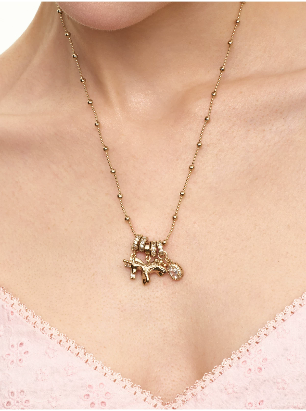 Coffee Gold Beaded Cross Pendant