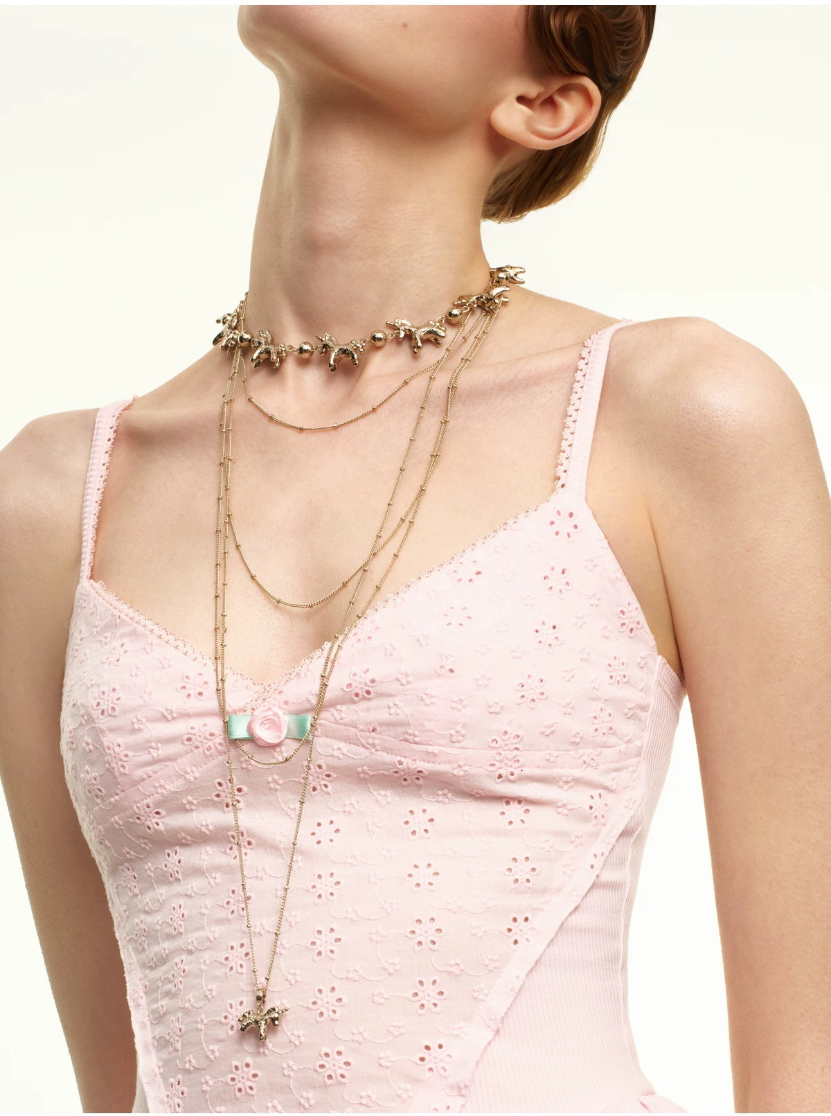 Coffee Gold Layered Sweater Necklace