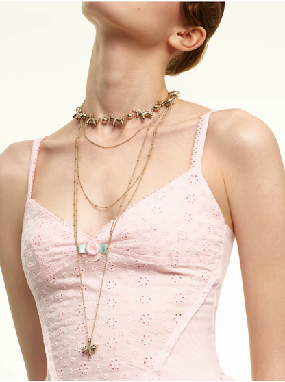 Coffee Gold Layered Sweater Necklace
