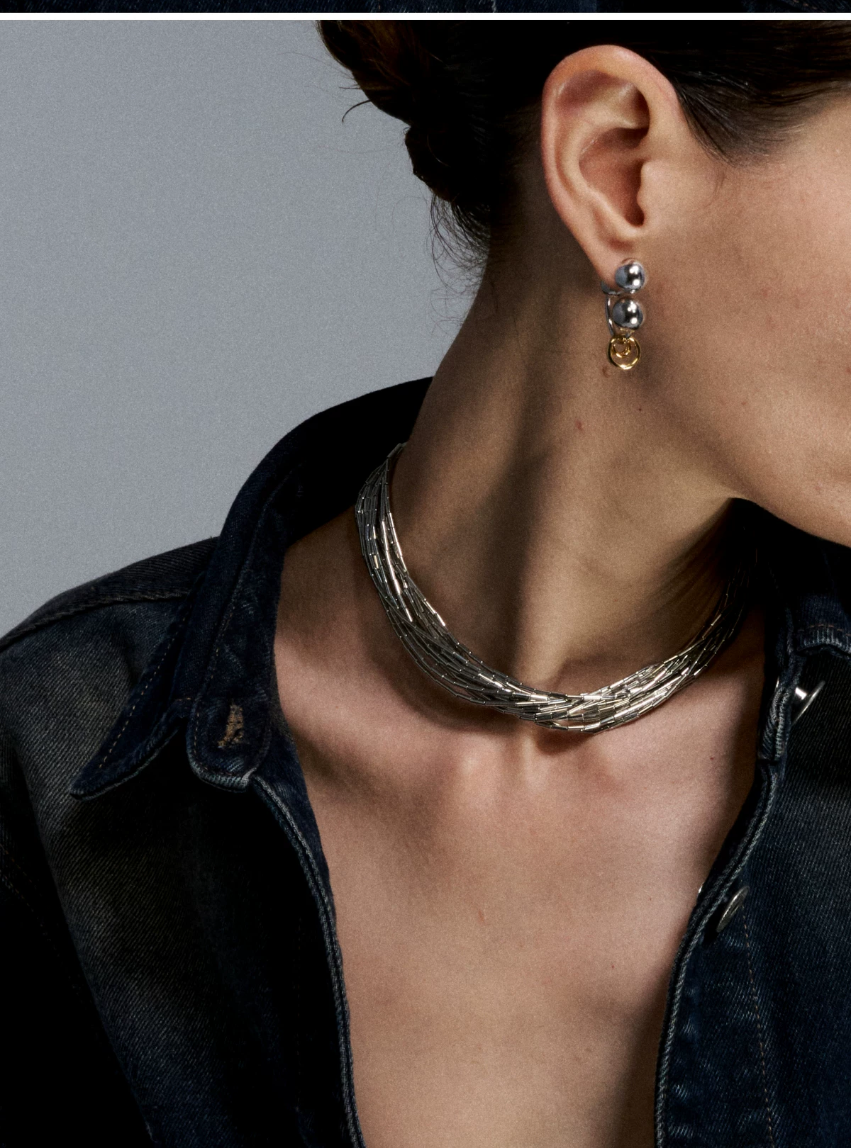 Silver Tube Sweater Necklace