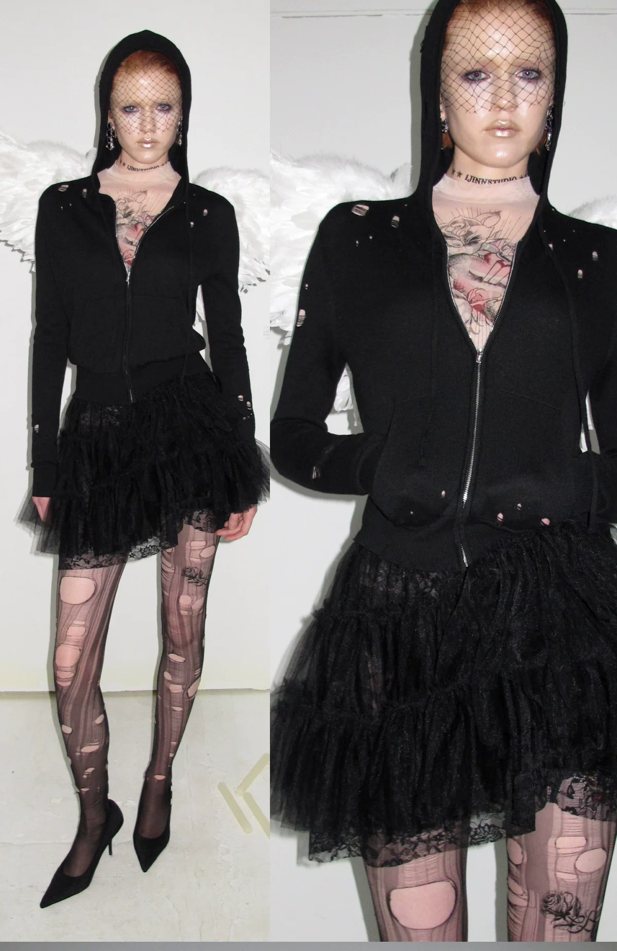 Distressed Hooded Knit Cardigan