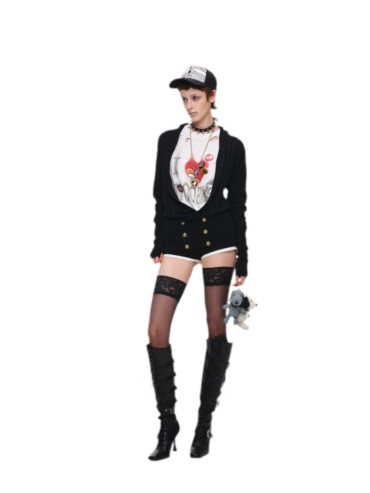 Double-Breasted V-Neck Cardigan