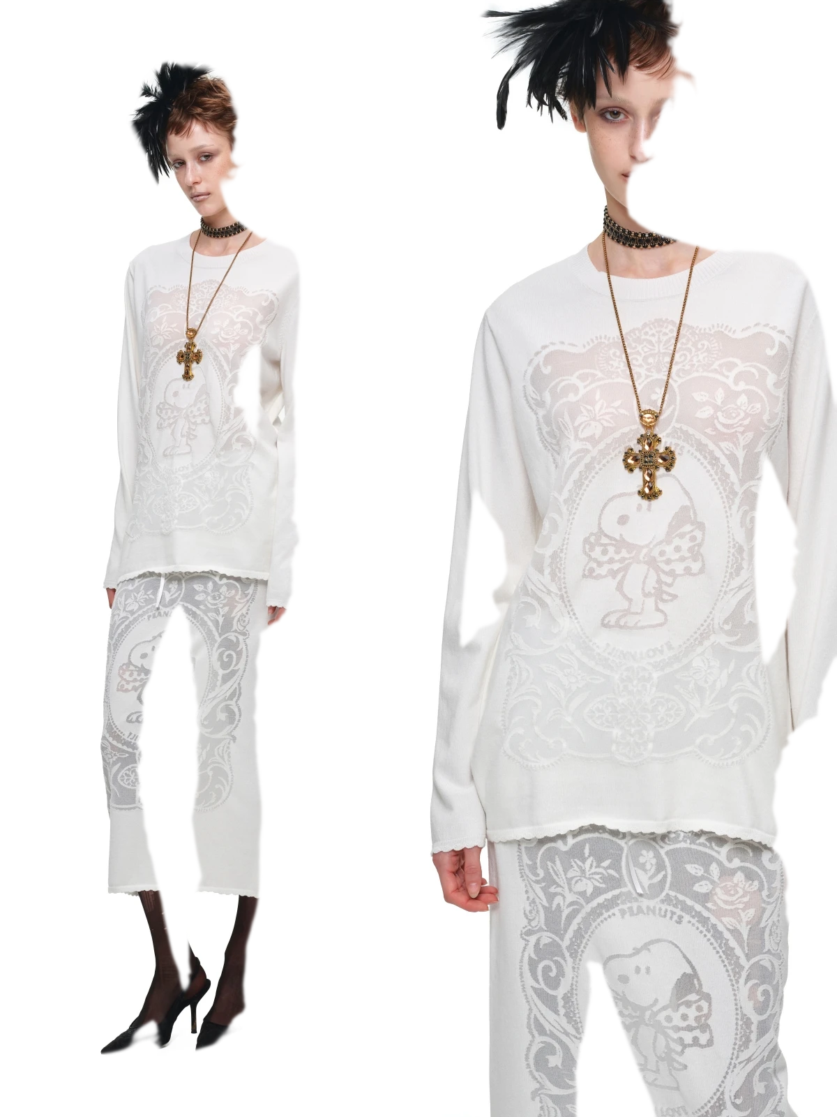 Burnout Graphic Knit Sweater