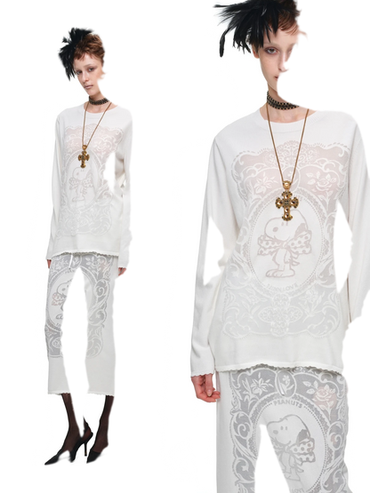 Burnout Graphic Knit Sweater