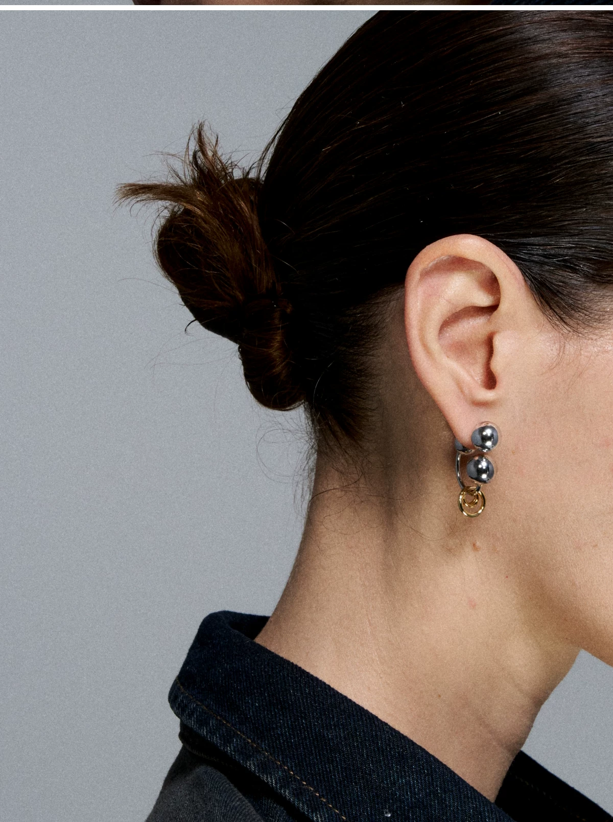 Reconstructed Series Gold and Silver Ball Earrings