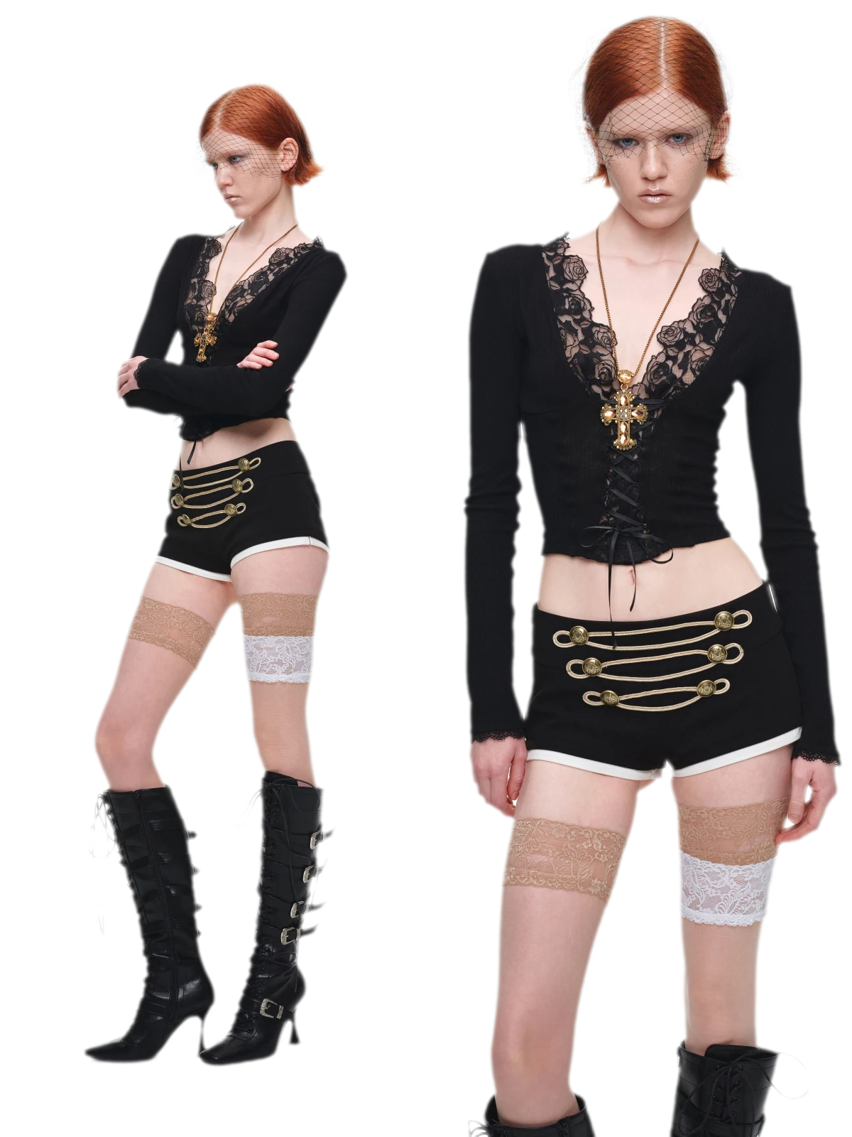 Metal Button Suit Shorts
