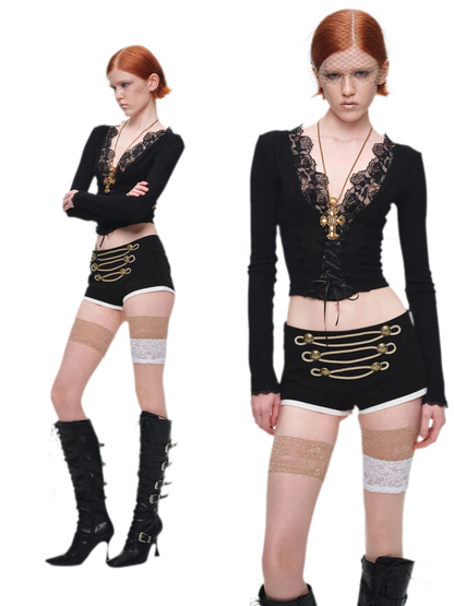 Metal Button Suit Shorts