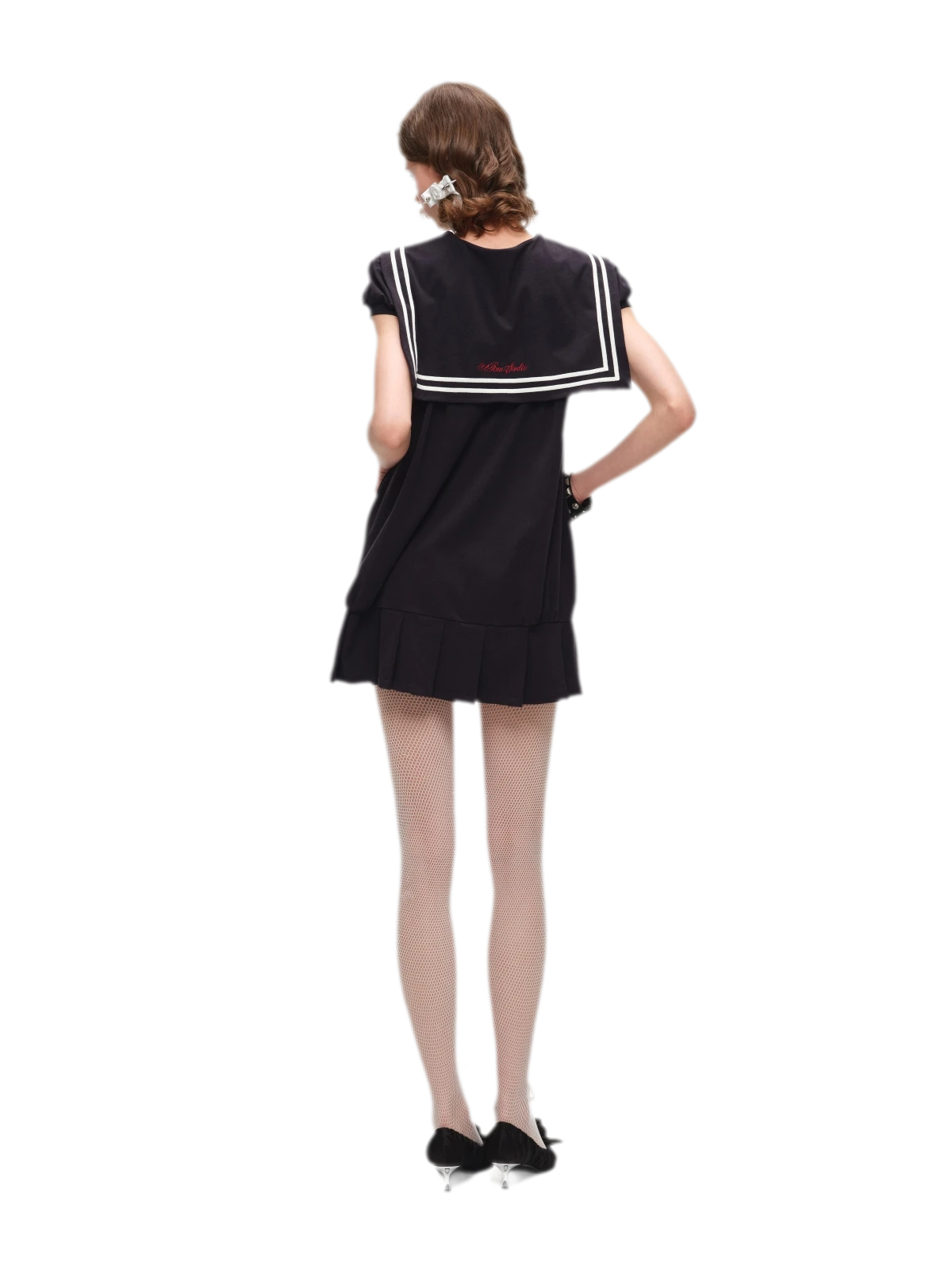 Retro Navy Collar Pleated Dress