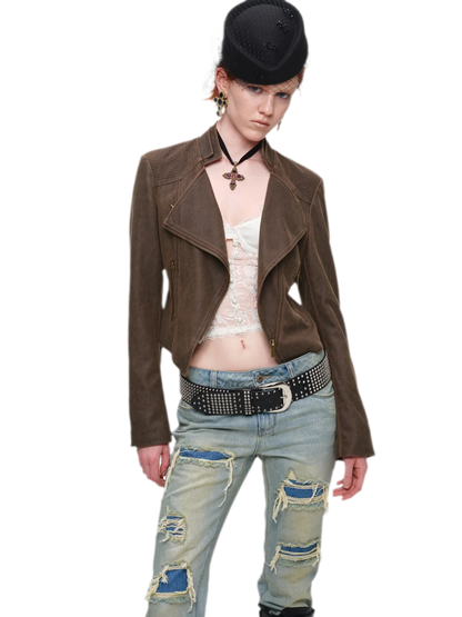 Washed Appliqué Straight-Leg Jeans