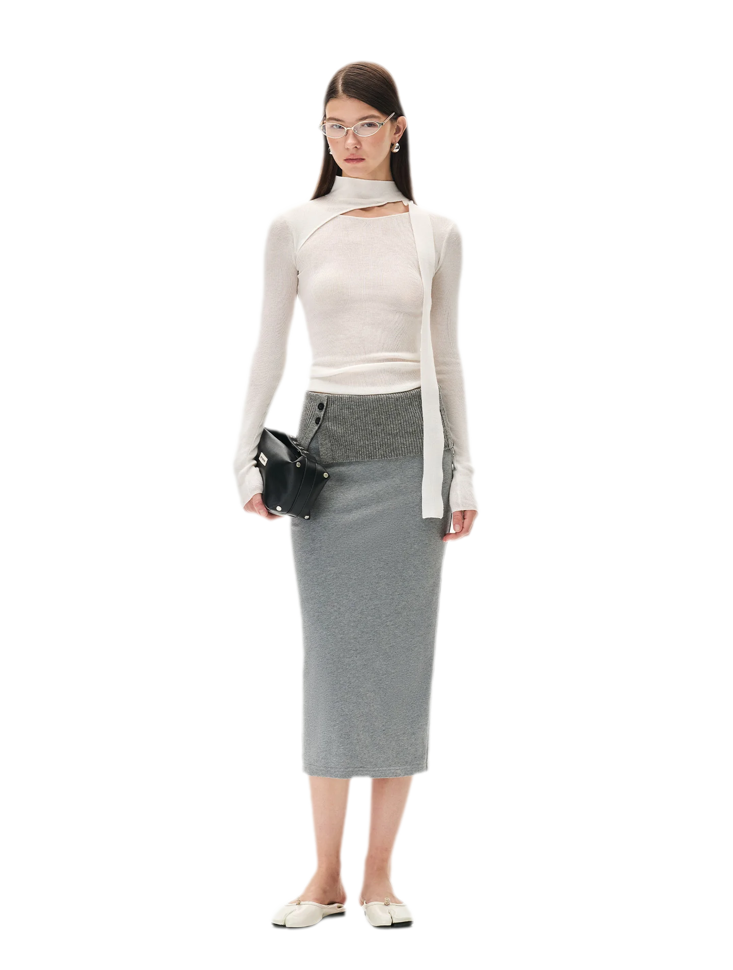 Cashmere Asymmetric Cutout Knit Top