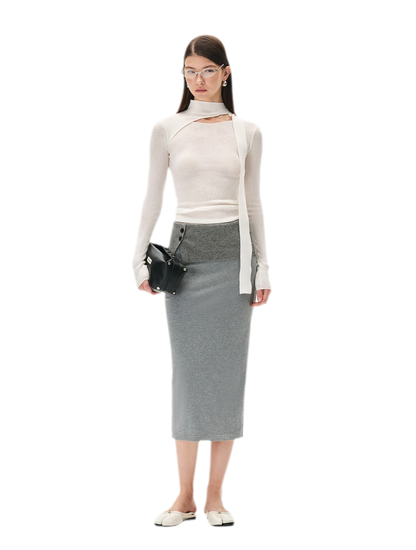 Cashmere Asymmetric Cutout Knit Top