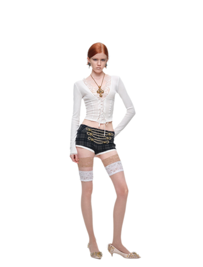 Lace Trim Knit Top