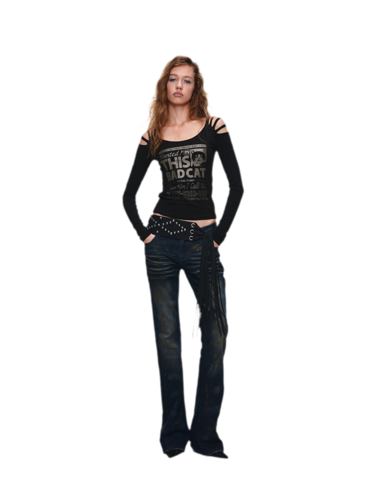 Rust-Dyed Flared Leg Jeans