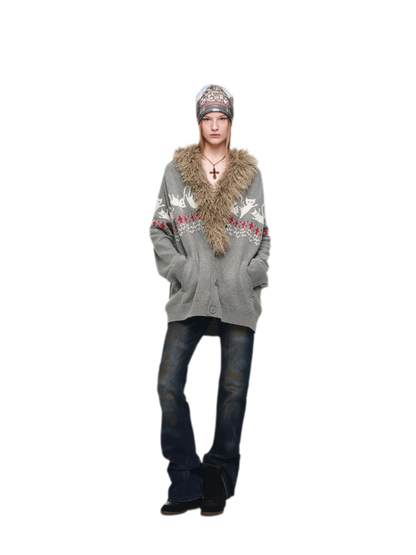 Gilet jacquard Fair Isle avec chats