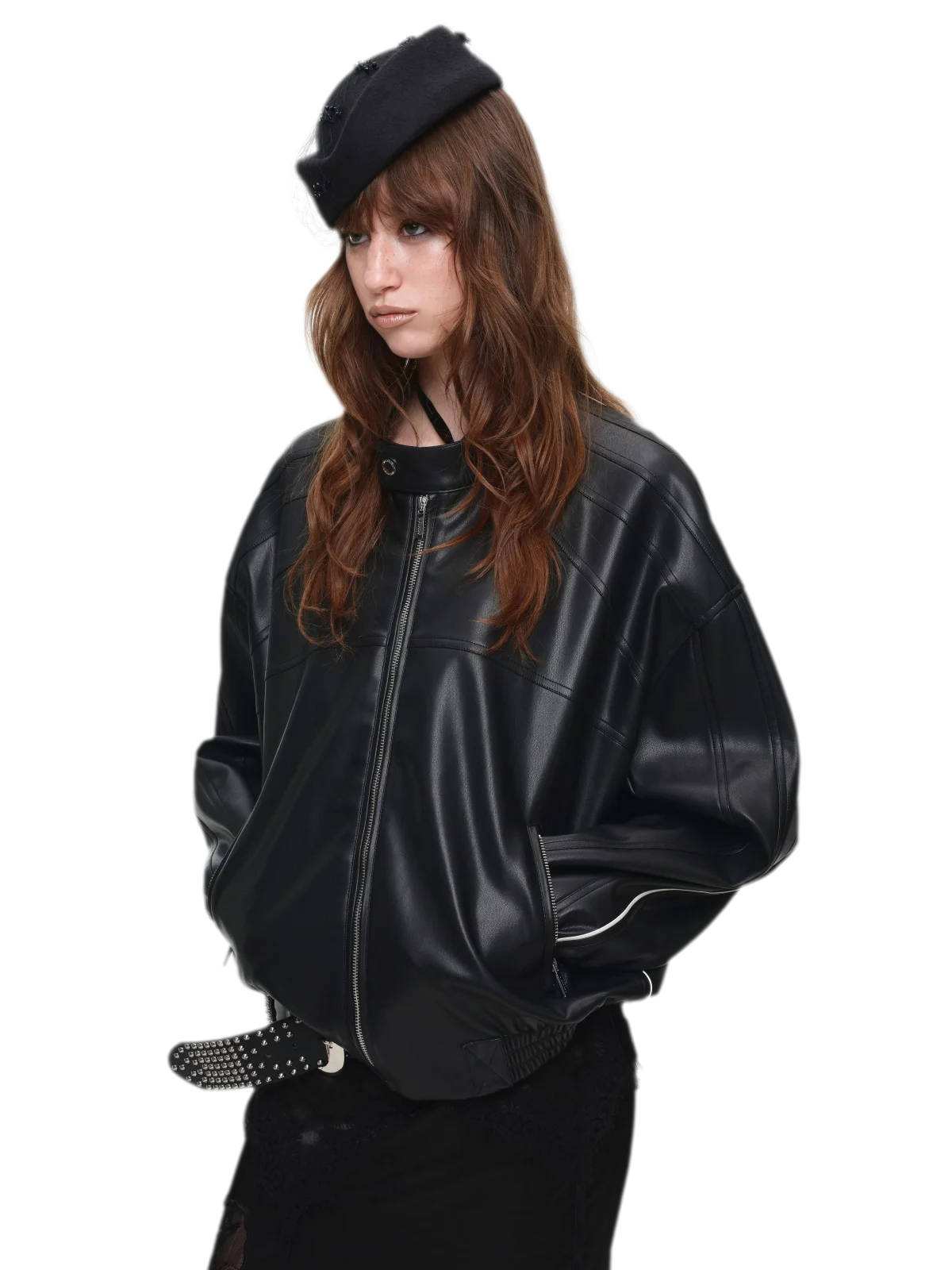 Contrast Trim Cropped PU Jacket