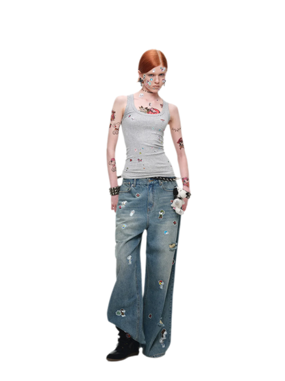 Washed Ribbed Scoop-Neck Tank