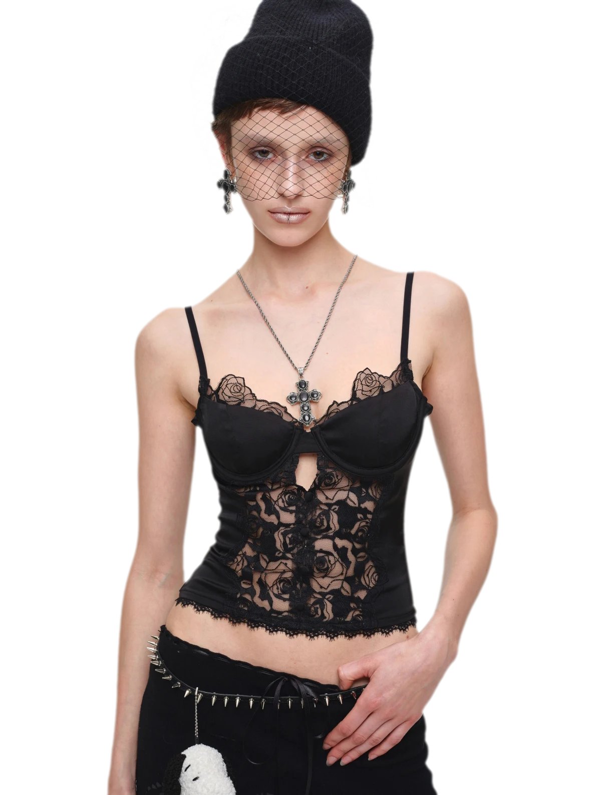 Lace Panel Satin Corset Top