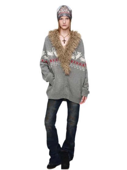 Gilet jacquard Fair Isle avec chats