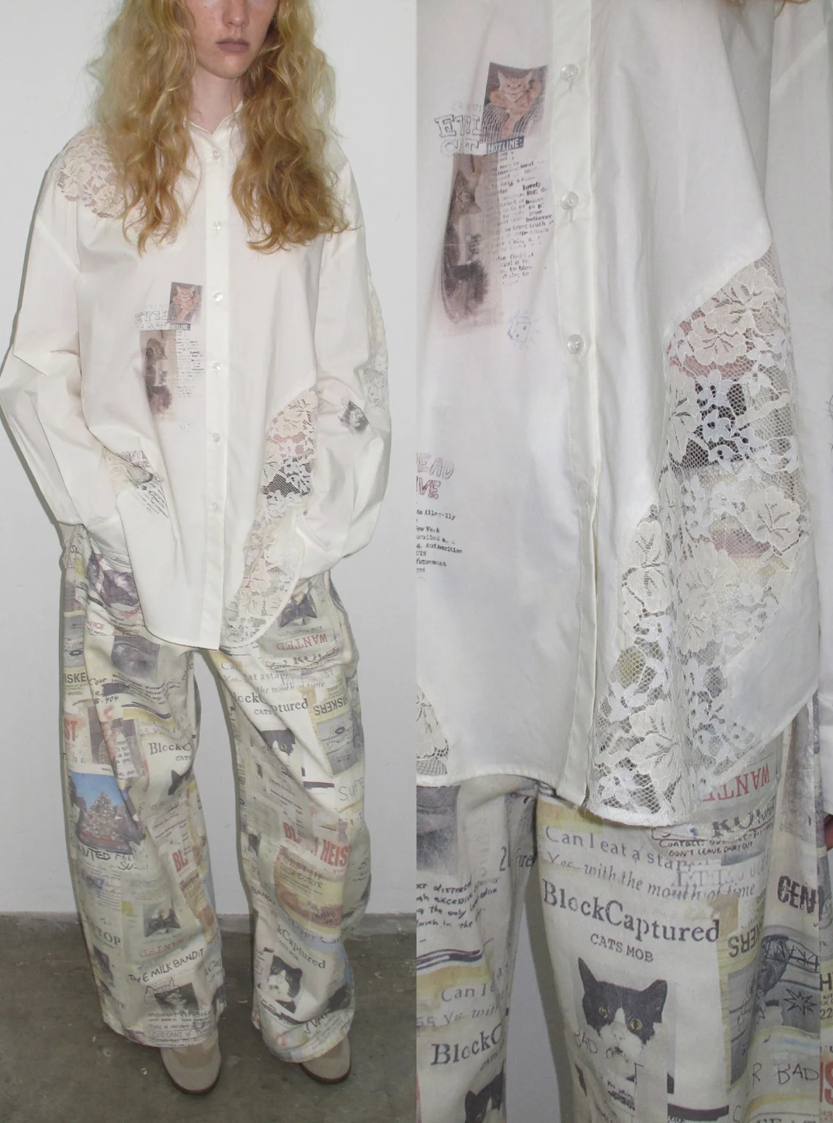 Lace Patchwork Oversized Shirt