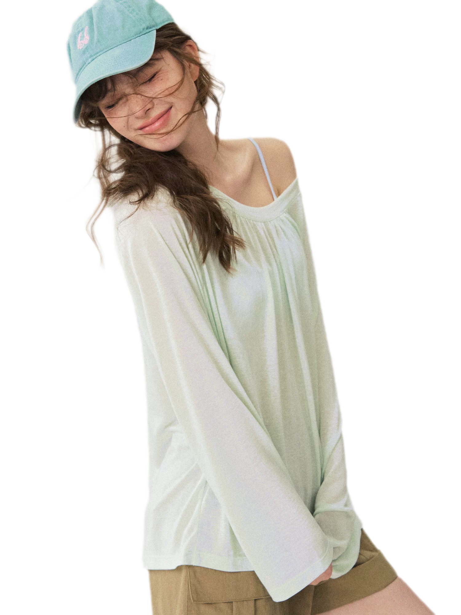 V-Neck Ruched Long Tee