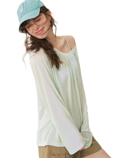 V-Neck Ruched Long Tee