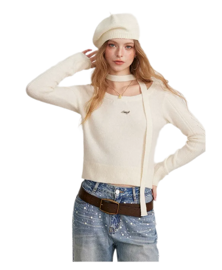 Openwork Reversible Knit Top
