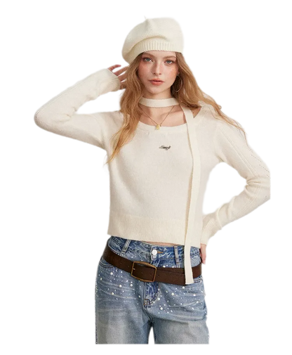 Openwork Reversible Knit Top