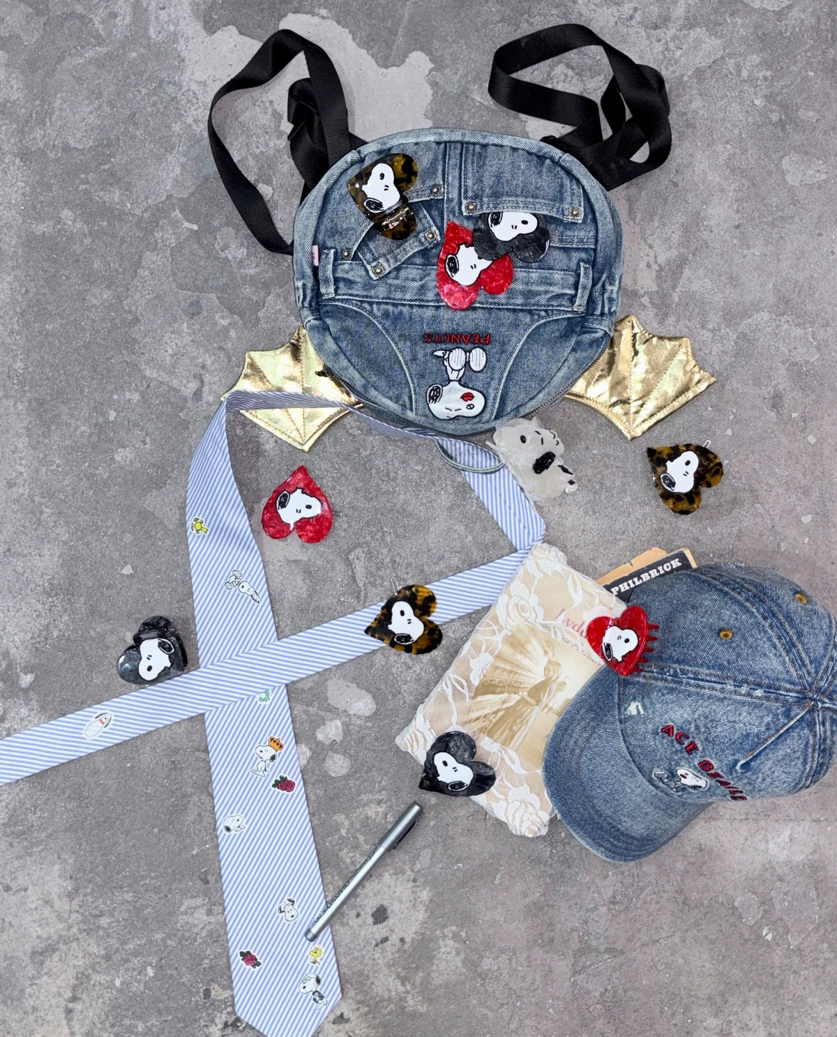 Distressed Washed Denim Baseball Cap