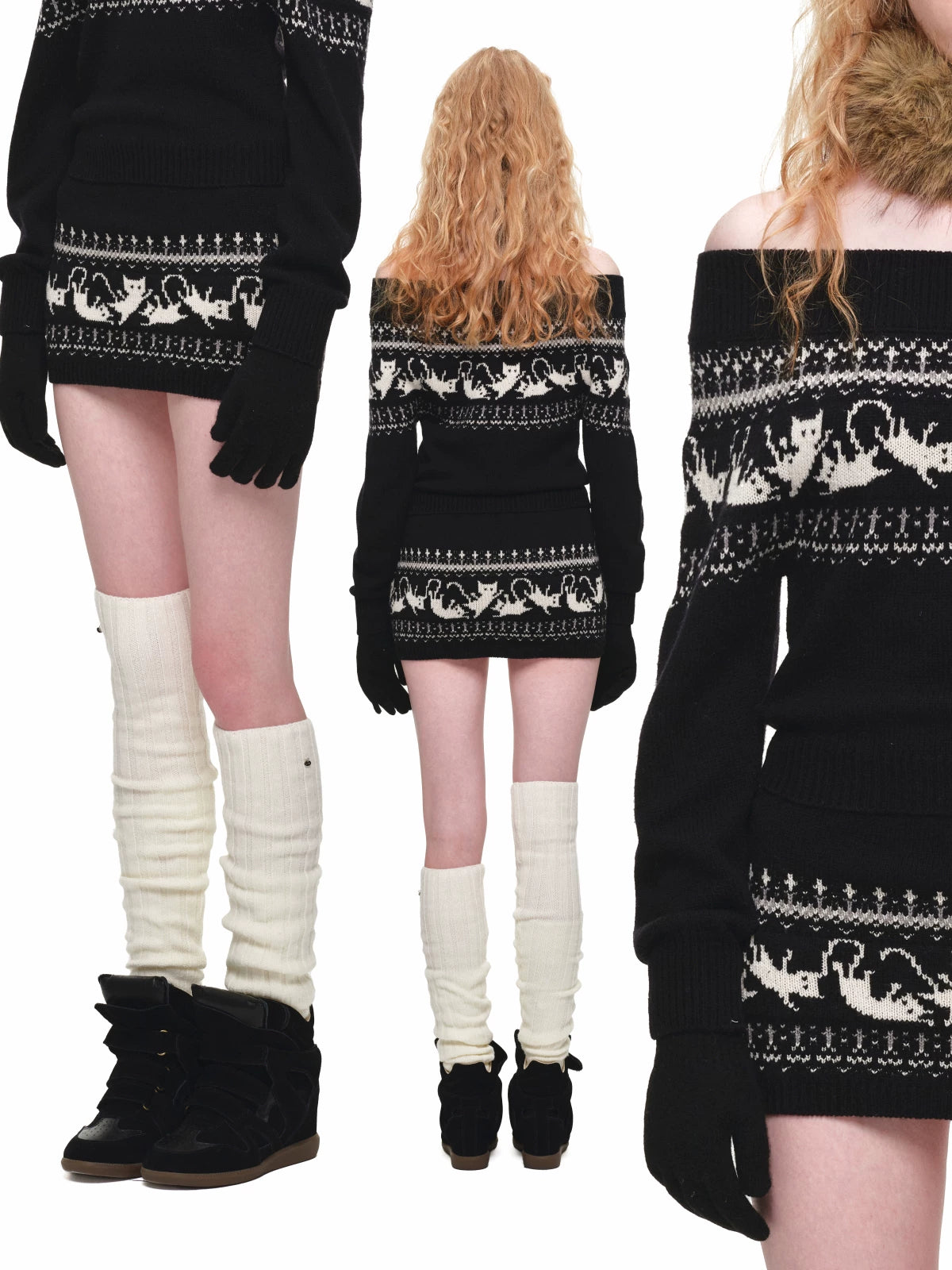 Ensemble en maille court Fair Isle