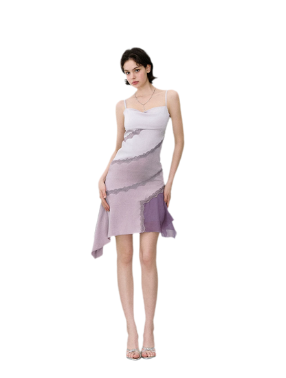 Asymmetric Satin Cami Dress