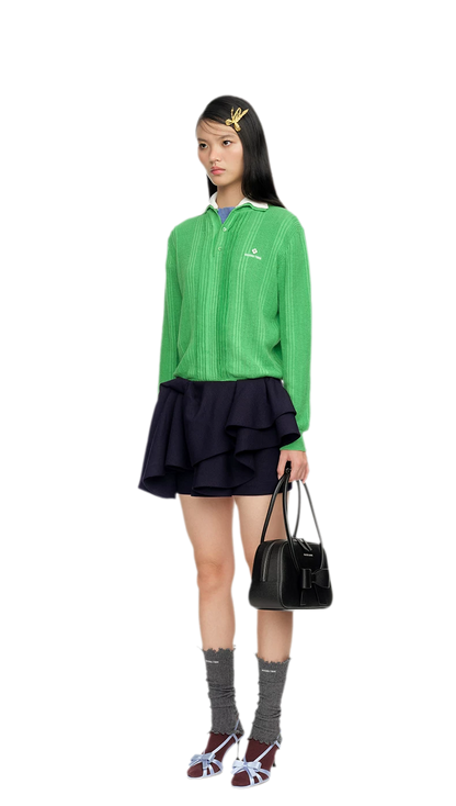 Summer Knit Pullover with Contrasting Collar