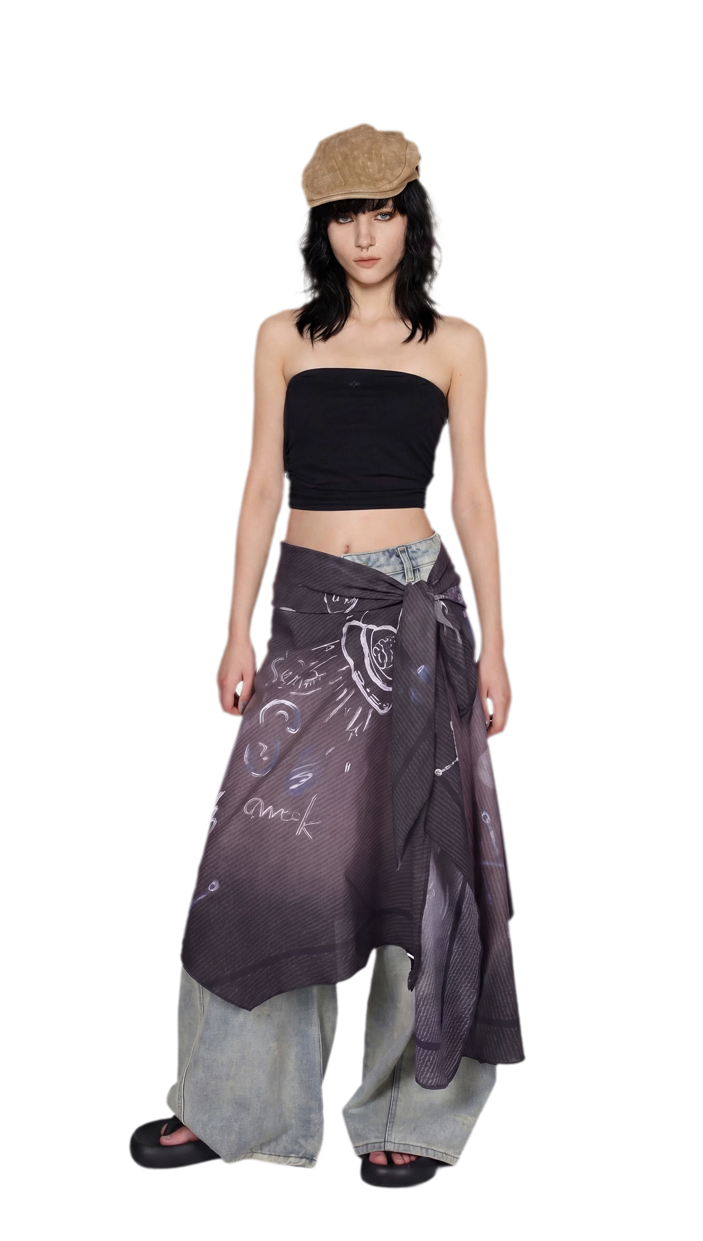 Graffiti Print Silk Scarf