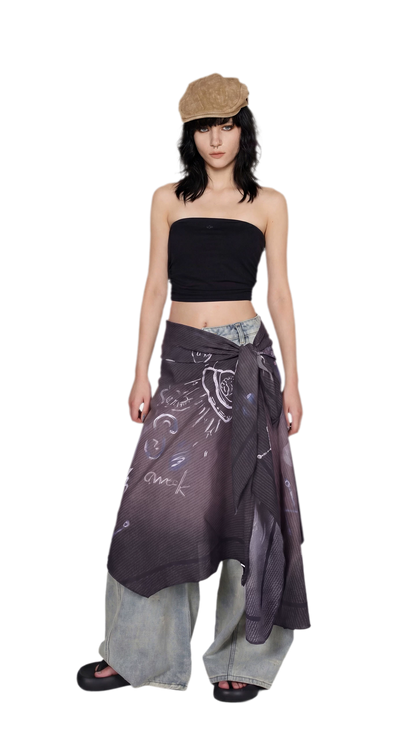 Graffiti Print Silk Scarf