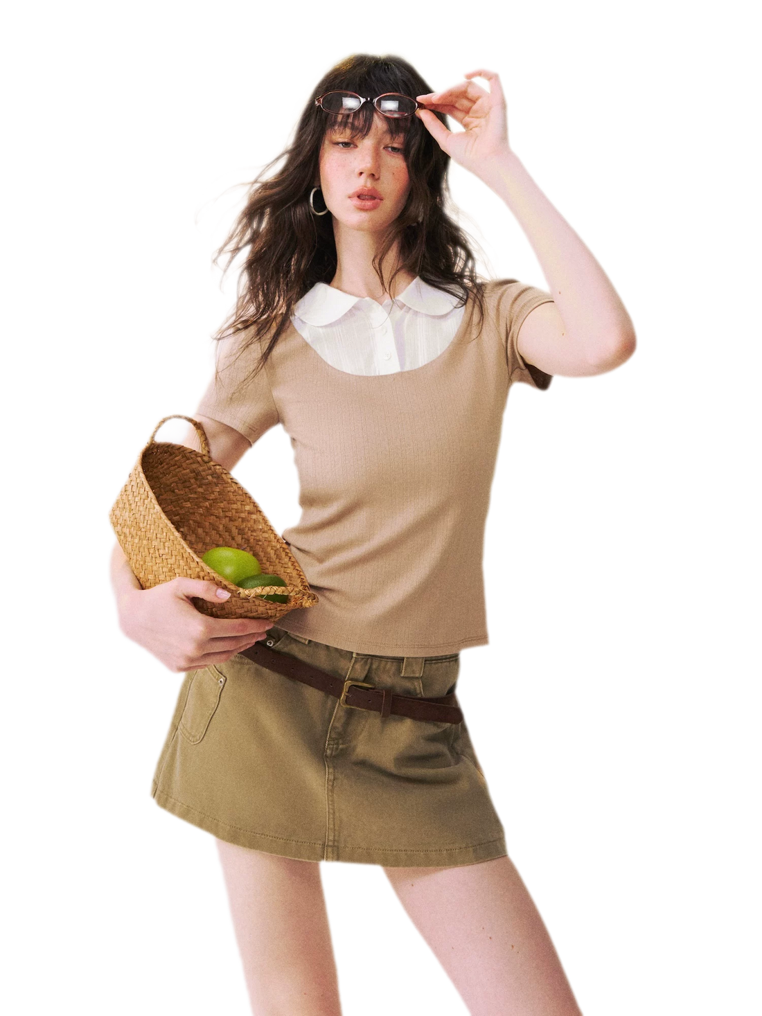 Faux Layered Collar T-Shirt